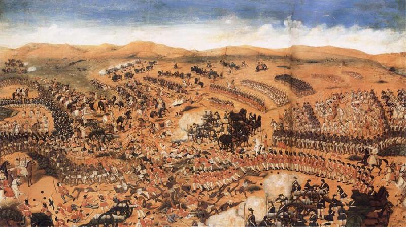 Nandkishor Soni The Battlle of the British and their Allies against the French and their Confederates at Condore,Near Rajamandri Germany oil painting art